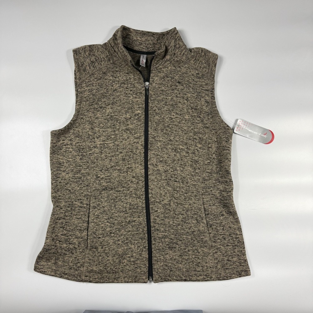 Exertek Vest Mens XL Moccasin Heather Fleece Lined Sleeveless Full Zip EX4FE520M